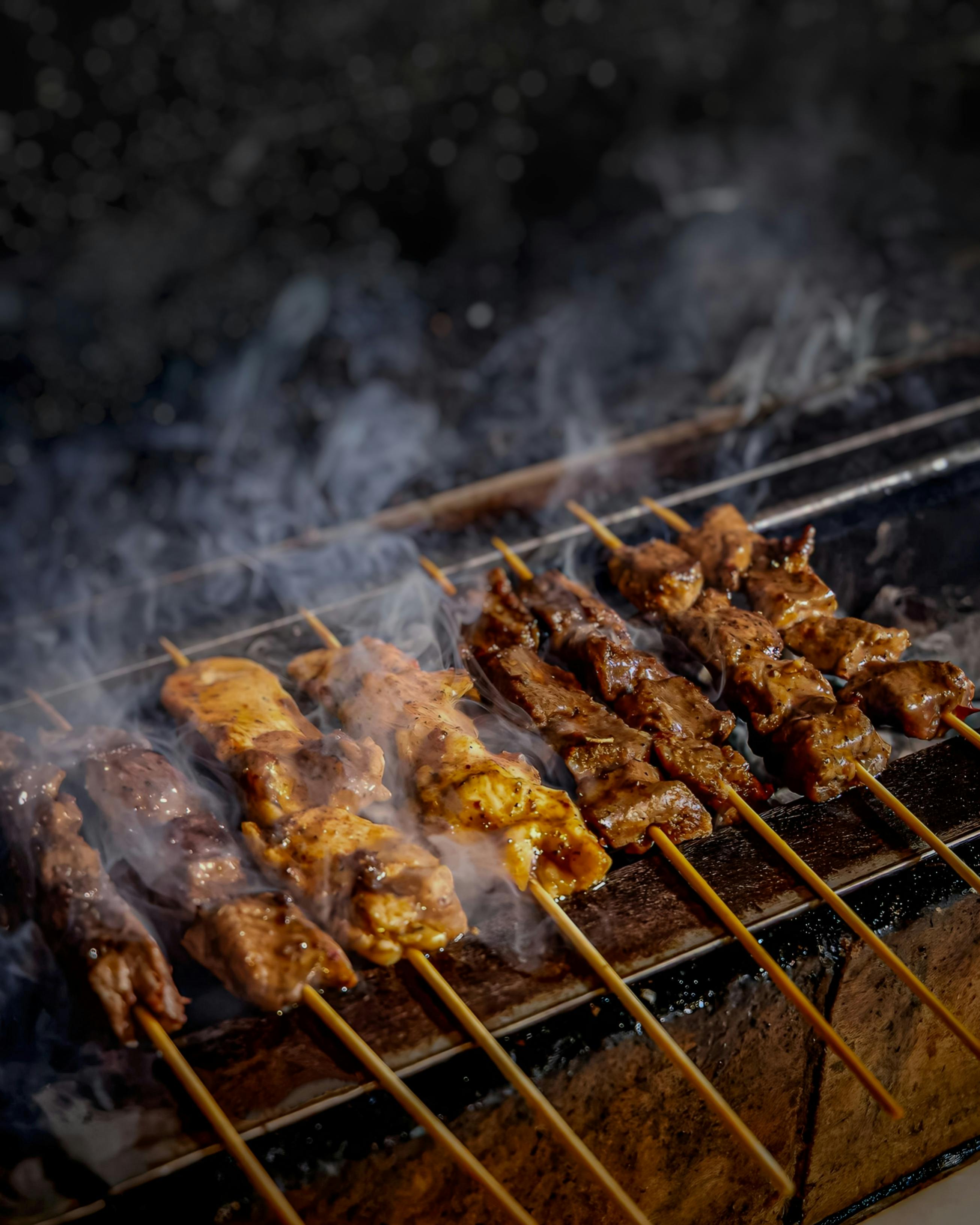 Grilling burgers on a grill